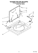 WASHER TOP AND LID PARTS Diagram and Parts List for LTG5243DT7  Whirlpool Washer Dryer Combo