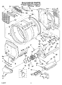 BULKHEAD PARTS Diagram and Parts List for GEQ8821LL1  Whirlpool Dryer