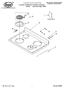 COOKTOP, LITERATURE Diagram and Parts List for FEP330KQ0  Roper Range