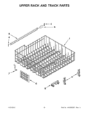UPPER RACK AND TRACK PARTS Diagram and Parts List for WDF530PAYB4  Whirlpool Dishwasher
