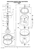 AGITATOR, BASKET AND TUB PARTS Diagram and Parts List for MTW5600TQ0  Whirlpool Washer