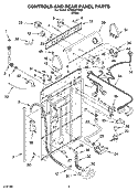 CONTROLS AND REAR PANEL PARTS Diagram and Parts List for WTW5321SQ0  Whirlpool Washer