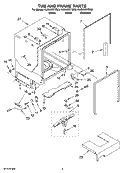 TUB AND FRAME PARTS Diagram and Parts List for KUDU03STBL3  KitchenAid Dishwasher