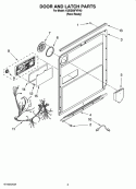 DOOR AND LATCH PARTS Diagram and Parts List for KUDE60FVPA0  KitchenAid Dishwasher