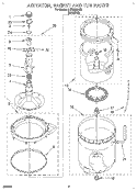 AGITATOR, BASKET AND TUB Diagram and Parts List for LLT8233AW2  Whirlpool Washer