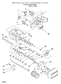 MOTOR AND ICE CONTAINER Diagram and Parts List for 3KART730GW01  Whirlpool Refrigerator