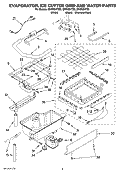 EVAPORATOR, ICE CUTTER GRID AND WATER PARTS Diagram and Parts List for GI15NDXTQO  Whirlpool Ice Maker