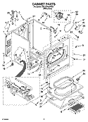 CABINET PARTS Diagram and Parts List for 7MLGC9545PW0  Whirlpool Dryer