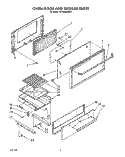 OVEN DOOR AND BROILER Diagram and Parts List for SF304BSWW1  Whirlpool Range