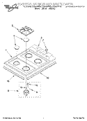 COOKTOP, BURNER AND GRATE Diagram and Parts List for SC8640EEB0  Whirlpool Cooktop