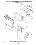 MICROWAVE DOOR AND LATCH Diagram and Parts List for RM975PXKW0  Whirlpool Microwave Oven Combo