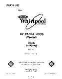 SECTION Diagram and Parts List for RH8930XLS  Whirlpool Range Hood