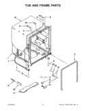 TUB AND FRAME PARTS Diagram and Parts List for WDF530PLYB4  Whirlpool Dishwasher