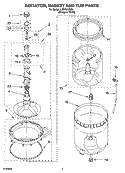 AGITATOR, BASKET AND TUB PARTS Diagram and Parts List for LSR7010PQ1  Whirlpool Washer
