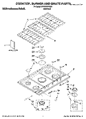 COOKTOP, BURNER AND GRATE PARTS Diagram and Parts List for KFGS306VSS01  KitchenAid Cooktop