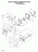 MOTOR AND ICE CONTAINER PARTS Diagram and Parts List for 7GI5FSAXVY00  Whirlpool Refrigerator