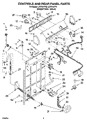 CONTROLS AND REAR PANEL PARTS Diagram and Parts List for LXR7244PQ3  Whirlpool Washer