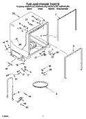 TUB AND FRAME PARTS Diagram and Parts List for KUDP01DLBL3  KitchenAid Dishwasher