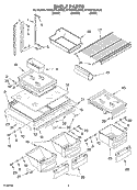 SHELF Diagram and Parts List for KTRS21ELWH00  KitchenAid Refrigerator