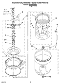 AGITATOR, BASKET AND TUB PARTS Diagram and Parts List for 2DLXR7244MQ3  Whirlpool Washer