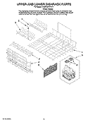 UPPER AND LOWER DISHRACK PARTS Diagram and Parts List for KUDD03STPA10  KitchenAid Dishwasher