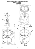 AGITATOR, BASKET AND TUB PARTS Diagram and Parts List for 7MLSR6132PQ1  Whirlpool Washer