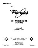 SECTION Diagram and Parts List for RH6530XYW0  Whirlpool Range Hood