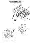 LOWER DISHRACK Diagram and Parts List for DU948PWKQ1  Whirlpool Dishwasher