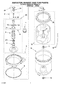 AGITATOR, BASKET AND TUB PARTS Diagram and Parts List for GSQ9631LW1  Whirlpool Washer