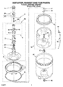AGITATOR, BASKET AND TUB PARTS Diagram and Parts List for LSR8010PQ1  Whirlpool Washer