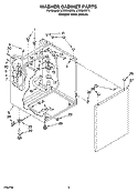 WASHER CABINET PARTS Diagram and Parts List for LTE5243DQ5  Whirlpool Washer Dryer Combo