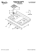 COOKTOP PARTS Diagram and Parts List for SF272LXTD1  Whirlpool Range
