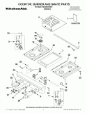 COOKTOP, BURNER AND GRATE PARTS Diagram and Parts List for KGCU463VSS01  KitchenAid Cooktop