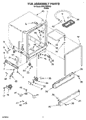 TUB ASSEMBLY Diagram and Parts List for DU811SWKU0  Whirlpool Dishwasher