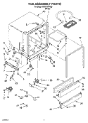 TUB ASSEMBLY Diagram and Parts List for DU811SWKQ0  Whirlpool Dishwasher
