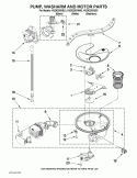 PUMP, WASHARM AND MOTOR PARTS Diagram and Parts List for KUDE20IXSS3  KitchenAid Dishwasher