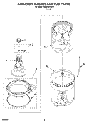 AGITATOR, BASKET AND TUB PARTS Diagram and Parts List for 7MLSR6232JT4  Whirlpool Washer