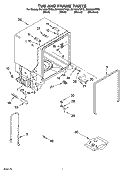 TUB AND FRAME PARTS Diagram and Parts List for DU1055XTPB0  Whirlpool Dishwasher