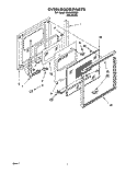 OVEN DOOR Diagram and Parts List for RB120PXYB3  Whirlpool Wall Oven
