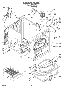 CABINET PARTS Diagram and Parts List for LGR6636PW0  Whirlpool Dryer