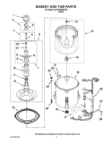 BASKET AND TUB PARTS Diagram and Parts List for 3LWTW4840YW0  Whirlpool Washer