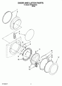 DOOR AND LATCH PARTS Diagram and Parts List for WFW9200SQ03  Whirlpool Washer