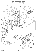 TUB ASSEMBLY Diagram and Parts List for TUD4700KB0  Estate Dishwasher