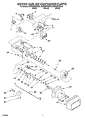MOTOR AND ICE CONTAINER PARTS Diagram and Parts List for KSFS25FKBL02  KitchenAid Refrigerator