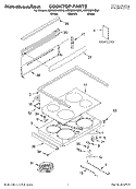 COOKTOP, LITERATURE Diagram and Parts List for KERC601HBL6  KitchenAid Range