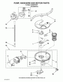 PUMP, WASHARM AND MOTOR PARTS Diagram and Parts List for KUDE40FXSP2  KitchenAid Dishwasher
