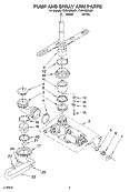 PUMP AND SPRAYARM Diagram and Parts List for CUD4000JB1  Crosley Dishwasher