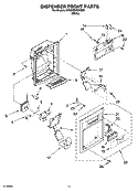 DISPENSER FRONT PARTS Diagram and Parts List for 5VGS3SHGKQ03  Whirlpool Refrigerator