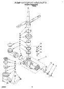 PUMP AND SPRAY ARM Diagram and Parts List for DU800CWDQ0  Whirlpool Dishwasher