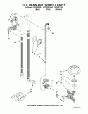 FILL, DRAIN AND OVERFILL PARTS Diagram and Parts List for KUDS30FXBL0  KitchenAid Dishwasher